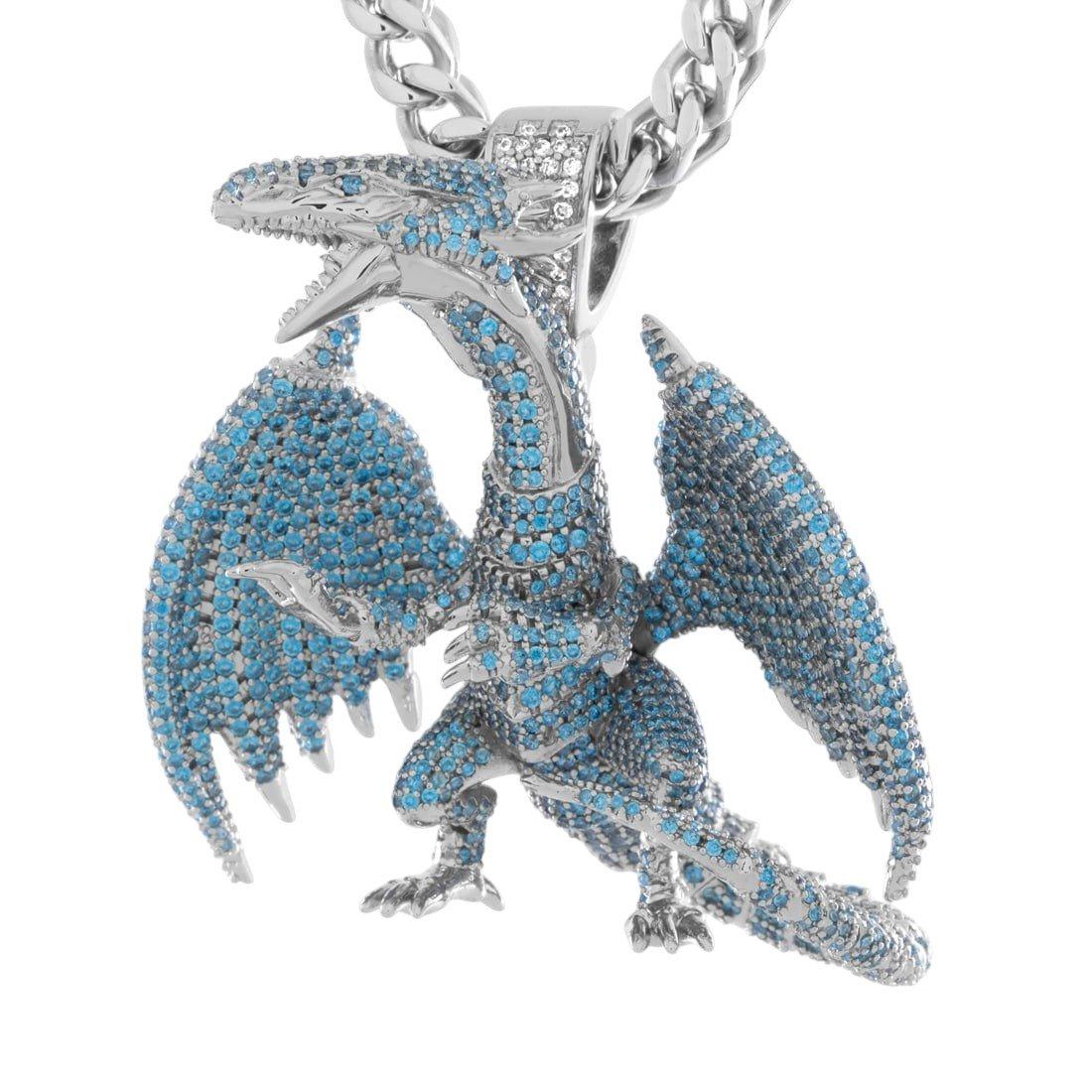 King Ice X Yu-Gi-Oh! Blue Eyes White Dragon Necklace - WHITE GOLD